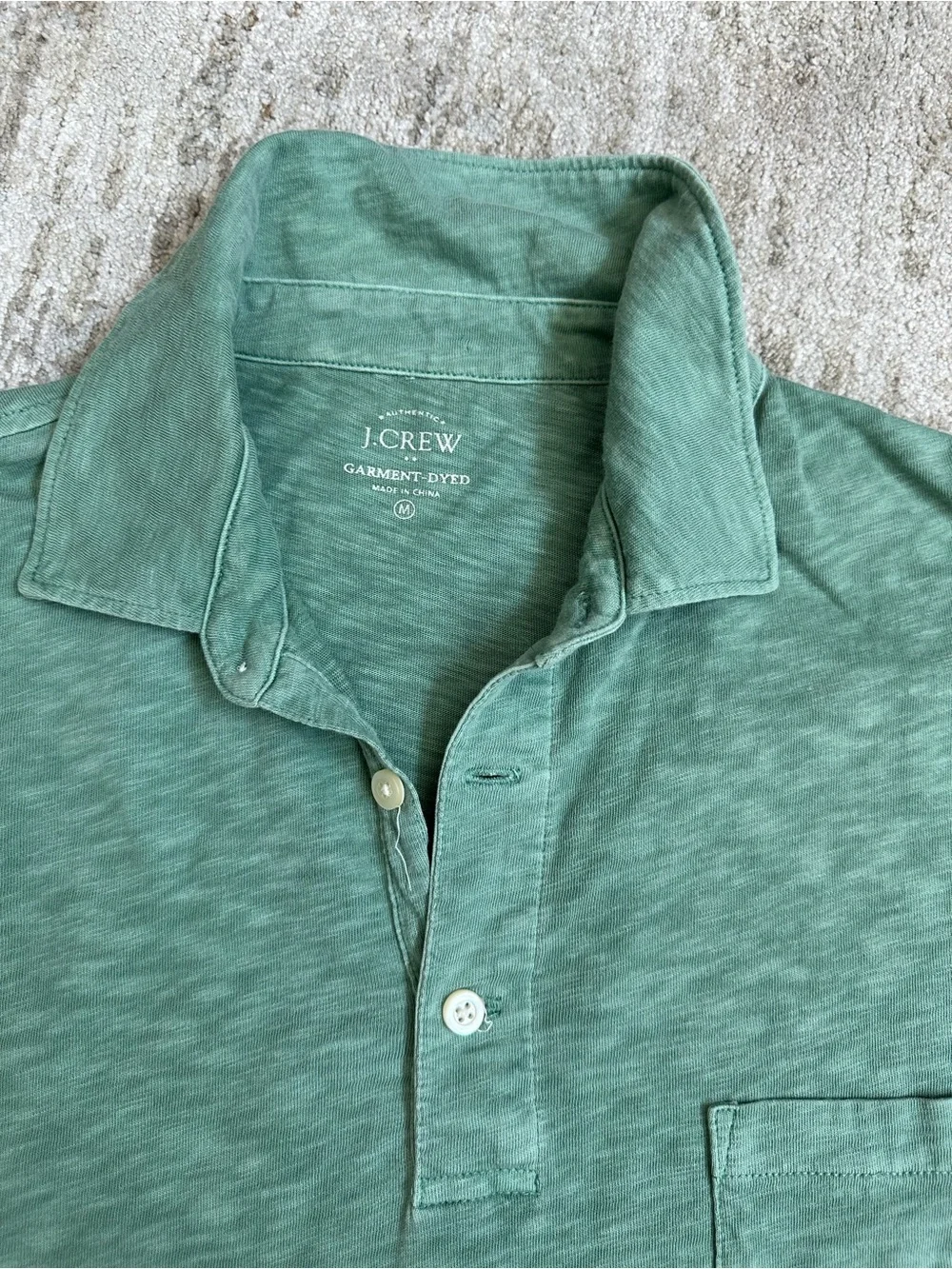 J. Crew Men's Garment-Dyed Mint Green Polo with Chest Pocket